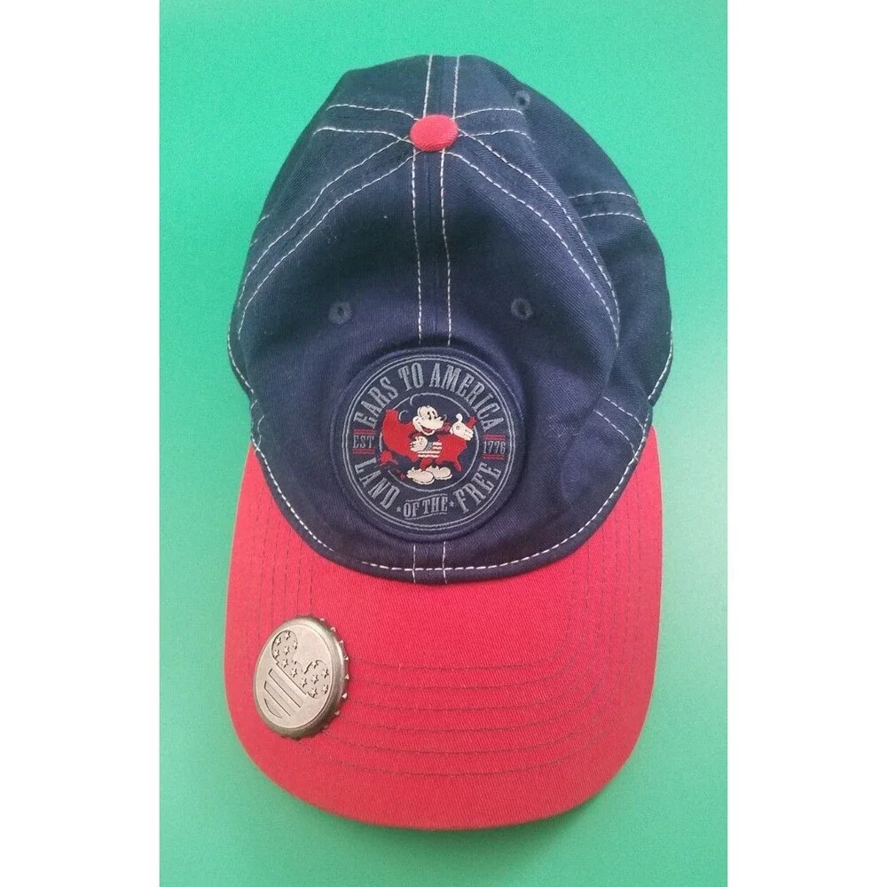 Disneyland Parks Baseball Cap Hat Ears to America Bottle Opener brim - adult sz